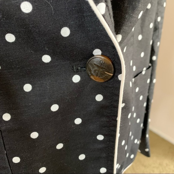 Talbots Linen Blend Polkadot Nautical Blazer Size 8 - Picture 13 of 16